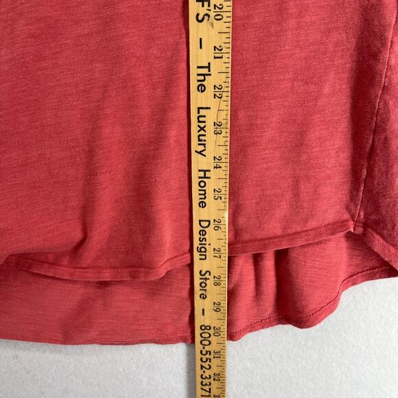 EILEEN FISHER Top 1X Slub Organic Cotton Jersey V-Neck Short Sleeve Red - Picture 11 of 12